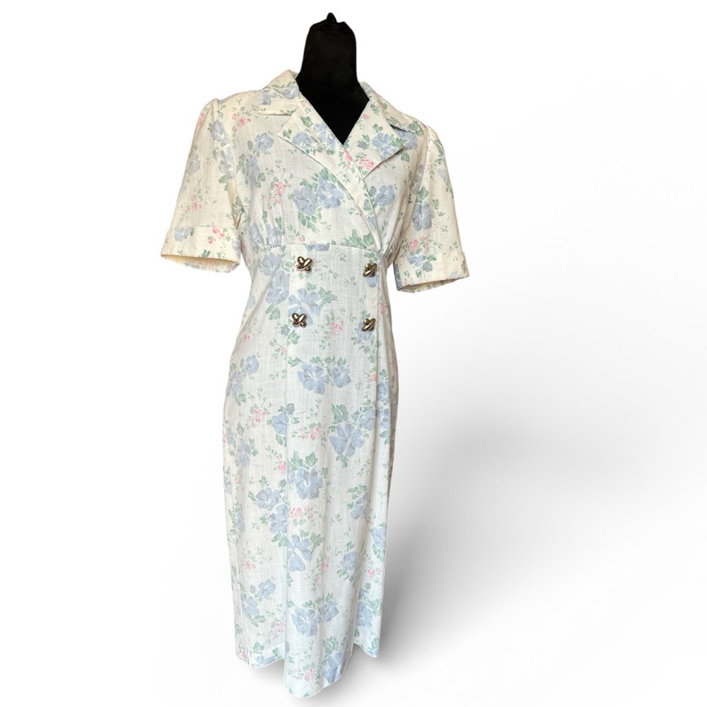 Breli Originals Women Vintage 80s Floral Dress Size 8 Made USA Shoulder Pads